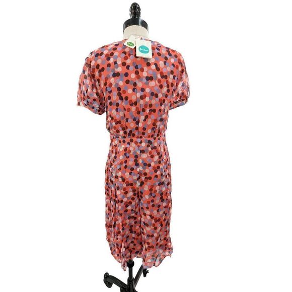 Boden Women Peach Pink Polka Dot Short Sleeve Midi Dress Size 6 - Picture 4 of 16